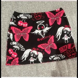 OMIGHTY Black and Pink Patterned Mini Skirt